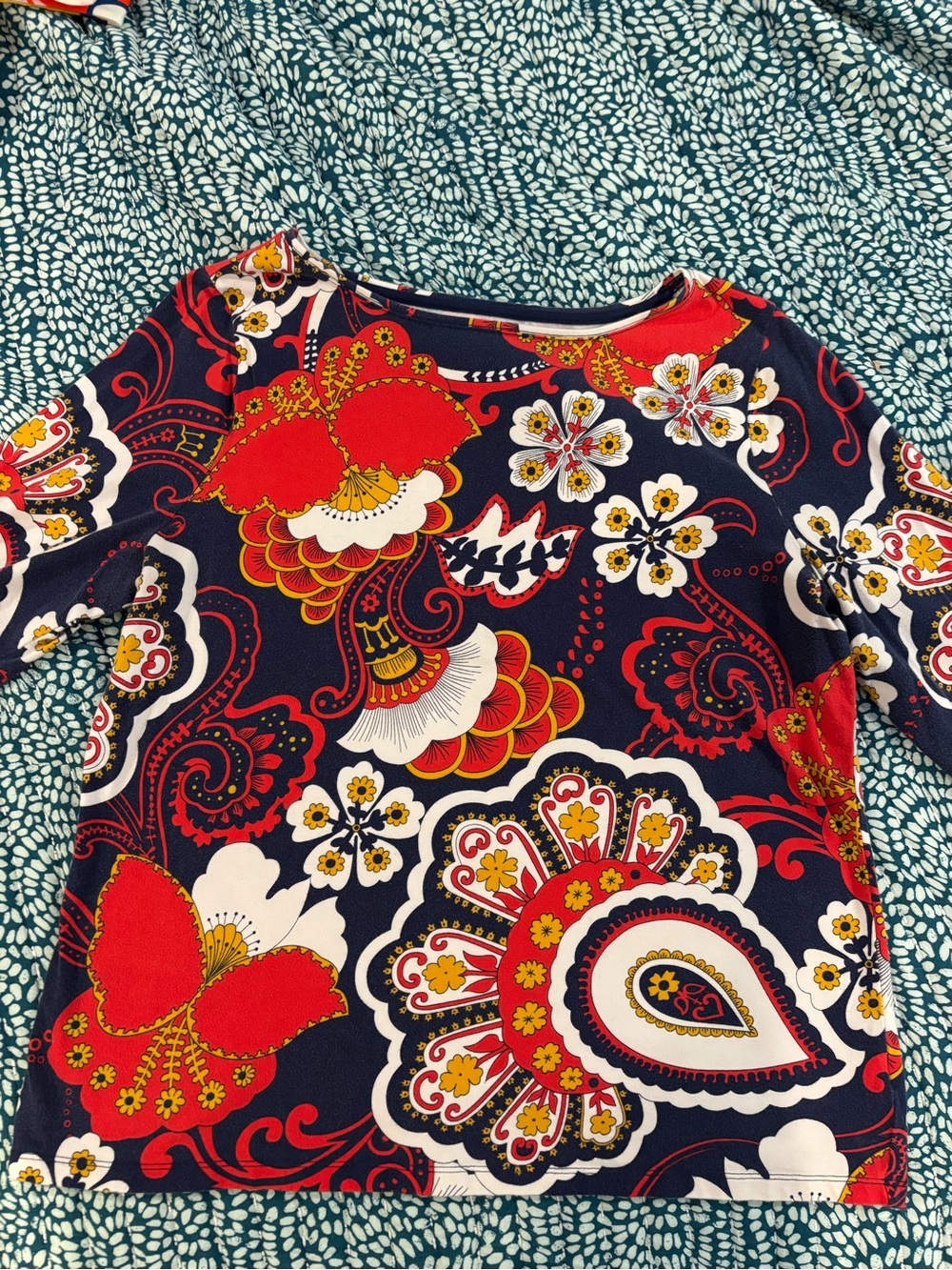 Talbots Floral Paisley 3/4 Sleeve Top